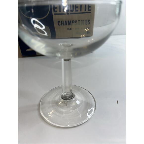 4 Champagne -Wine Glass Luminarc Etiquette France Margarita Glass #2805 MCM Box - Picture 4 of 6